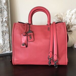 Elegant Coral Leather Handbag